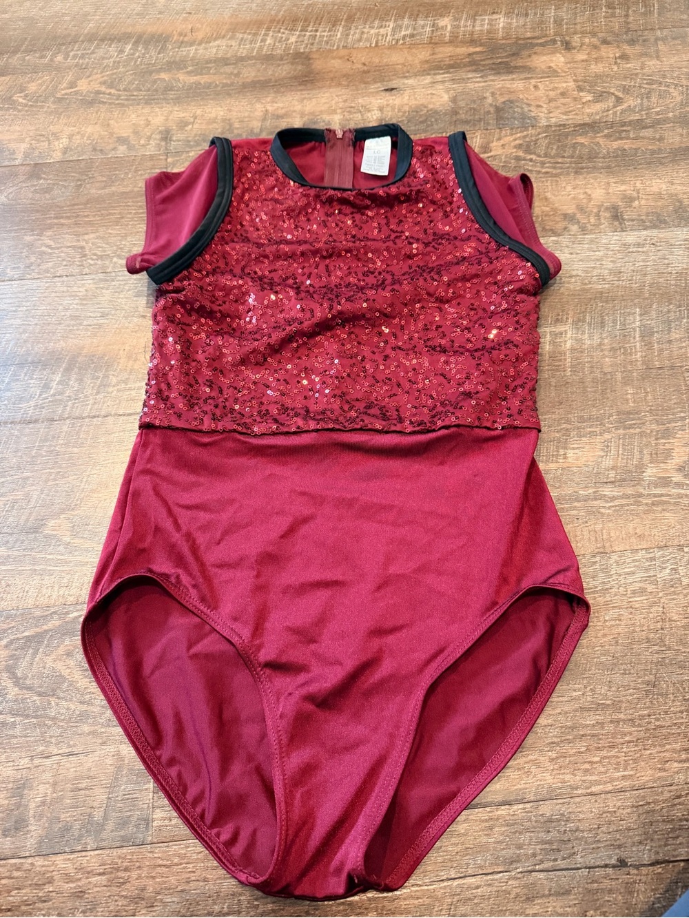 Weissman Burgundy Sequin Dance Leotard Girls LC Large Child Ballet Jazz Costume